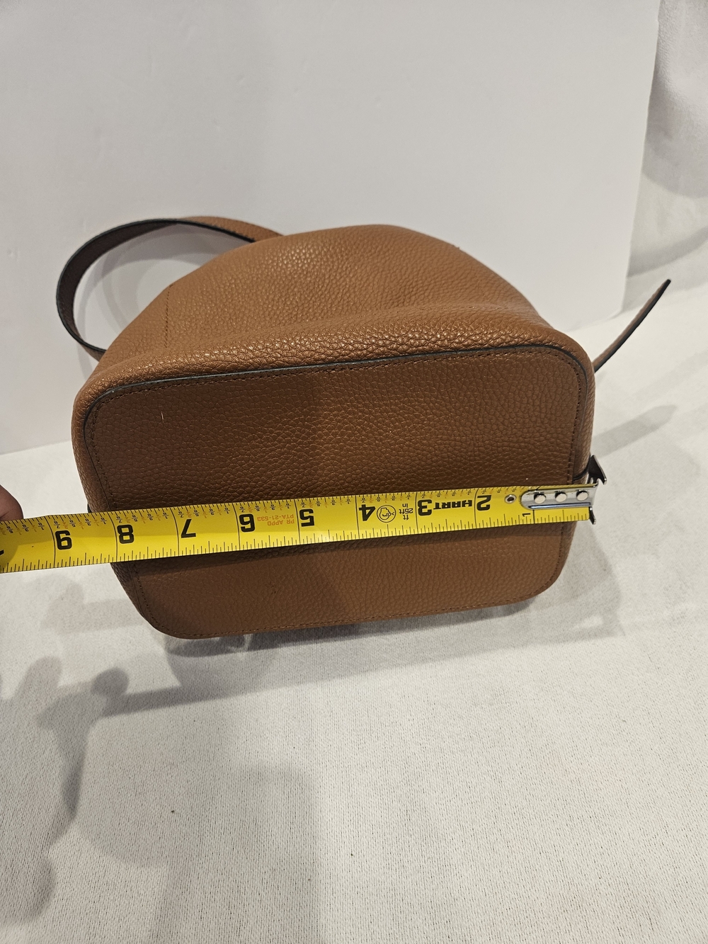 DKNY Brown Pebbled Leather Drawstring Crossbody Bag Bucket Bag - Picture 9 of 15